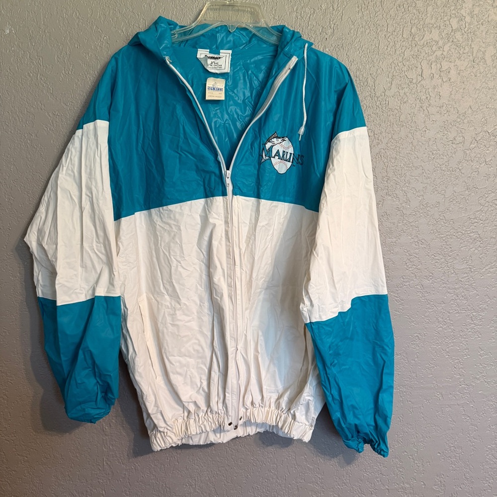 Vintage 1993 Florida Marlins Rainmate III Rainwear Jacket XL Teal White NWT MLB